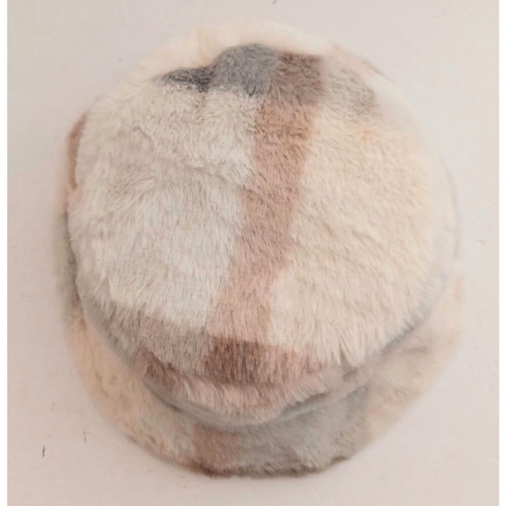 NEW Faux Fur Bucket Hat Light Gray Tan Cream Patchwork O/S - Picture 7 of 9